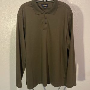 Oleg Cassini Men’s Green Long Sleeve Polo Shirt Size XL
